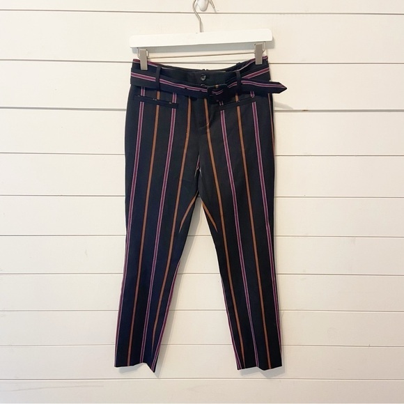 Anthropologie | The Essential Slim Cropped Cotton Blend Trousers With Belt 0 - Picture 3 of 11